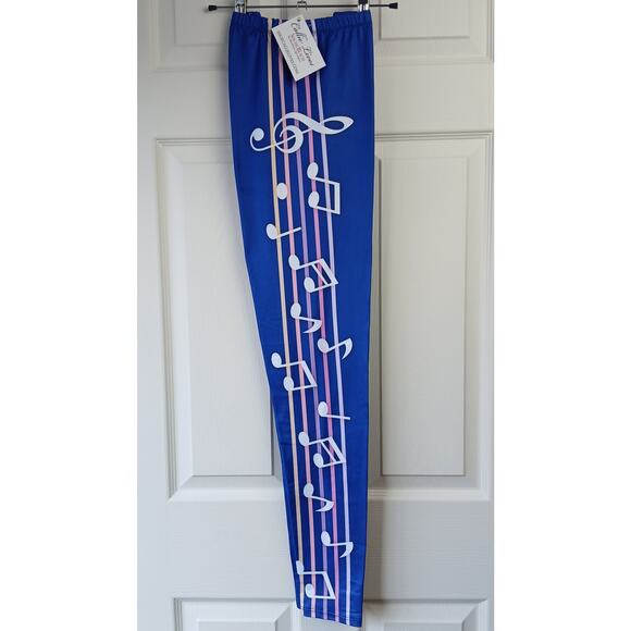 Stasia Blue Notes: 3D Musical Graphic Leggings Plus Size 1X/2X Callie Lives - Picture 5 of 9